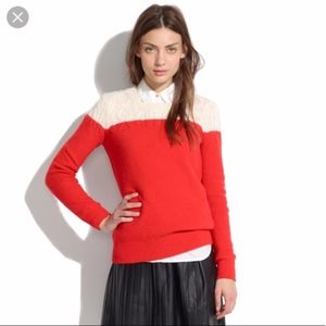 Madewell Colorblock Cable Knit Sweater